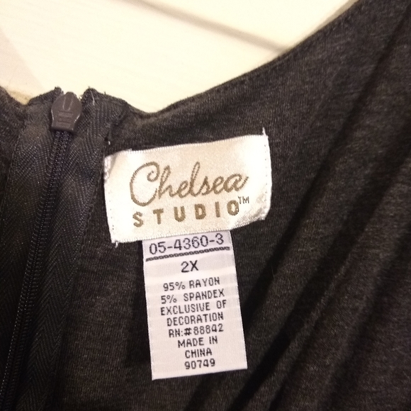 Gray 2x dress tie back ruffle sleeve lagenlook - Picture 4 of 6